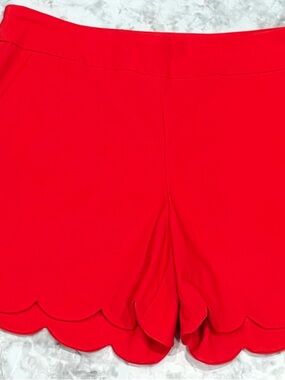 crown & ivy Bright Red Scallop Hem High-Waist Shorts